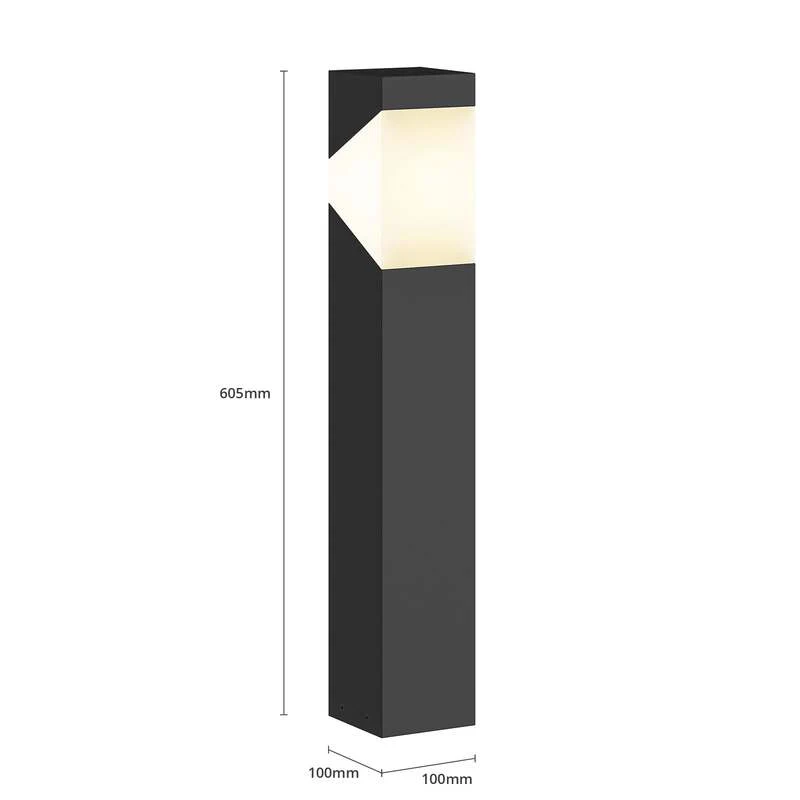 B-Ware Lucande Sockelleuchte Kiran Gartenleuchte LED dimmbar IP44 grau 60cm Metall