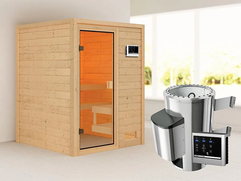 Karibu Sauna Sandra mit 3,6 kW Ofen ext. Strg
