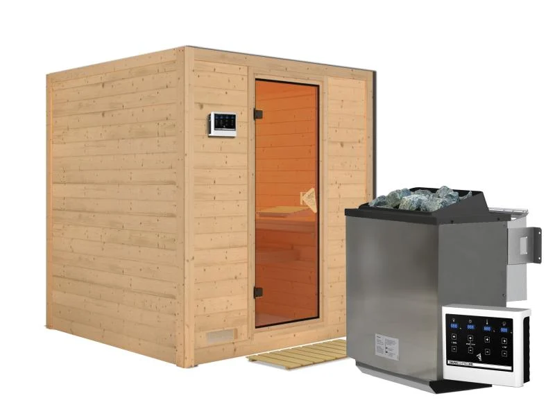 Mojave - Karibu Sauna inkl. 9-kW-Bioofen - ohne Dachkranz -