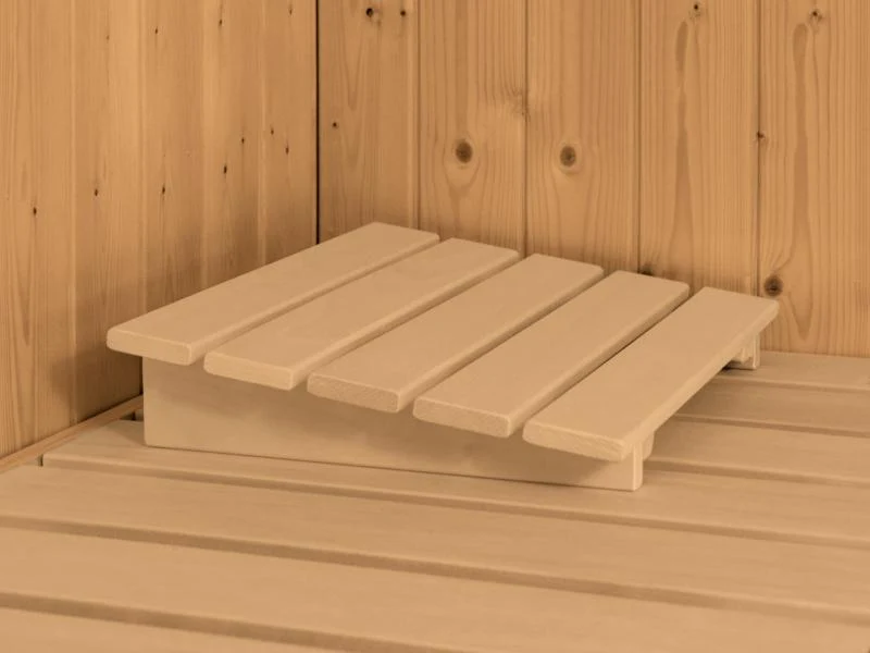 Karibu Sauna Sodin inkl. 9 kW Ofen integr. Steuerung mit Klarglas Ganzglastür - mit Dachkranz -