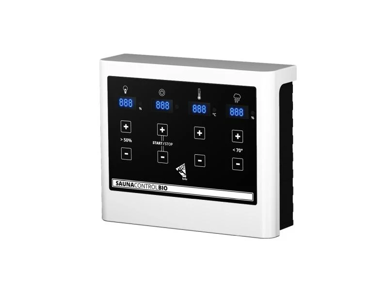 Karibu Sauna Sodin inkl. 9 kW Bioofen ext. Steuerung mit Klarglas Ganzglastür - ohne Dachkranz -
