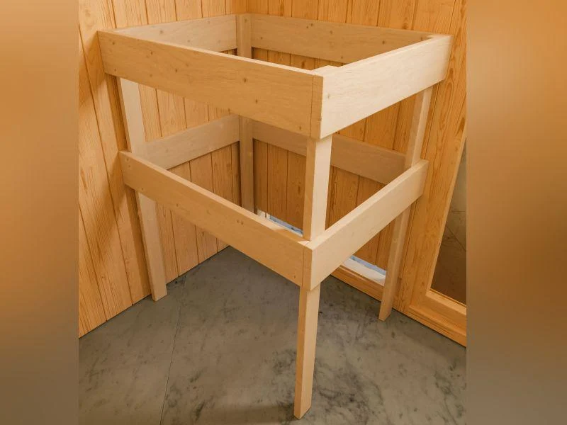 Karibu Sauna Sodin inkl. 9 kW Bioofen ext. Steuerung mit Klarglas Ganzglastür - ohne Dachkranz -