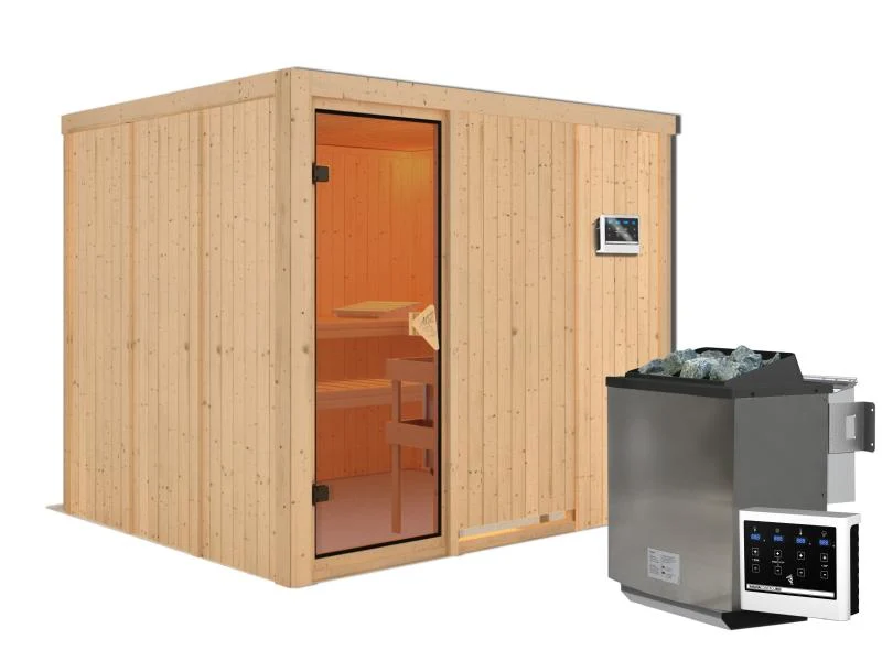 Gobin - Karibu Sauna inkl. 9-kW-Bioofen - ohne Dachkranz -