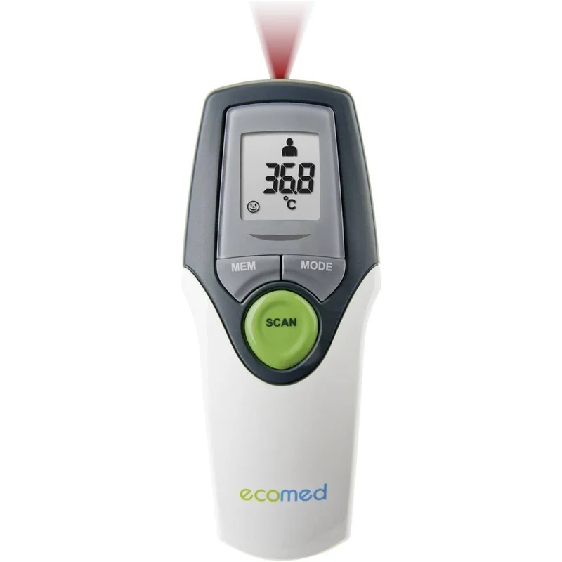 B-Ware Ecomed Fieberthermometer Infrarot Stirn Thermometer Schläfe TM-65E Weiß Grau