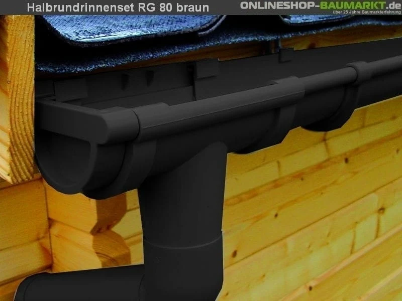 Dachrinnen Set RG 80 braun 500 cm Pultdach