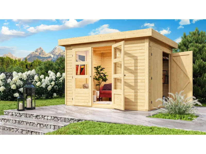 Karibu Gartenhaus Retola 2 inkl. Anbauschrank