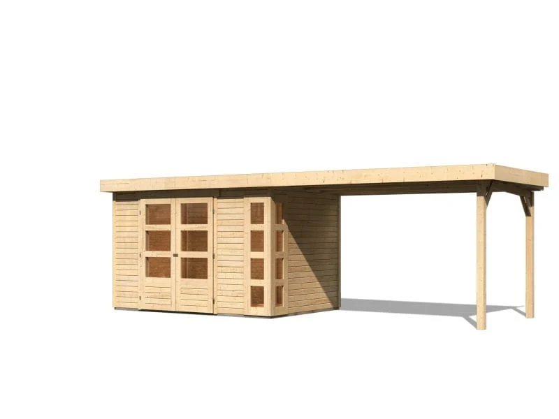 Karibu Gartenhaus Kerko 4 natur mit Anbaudach 2,80 m