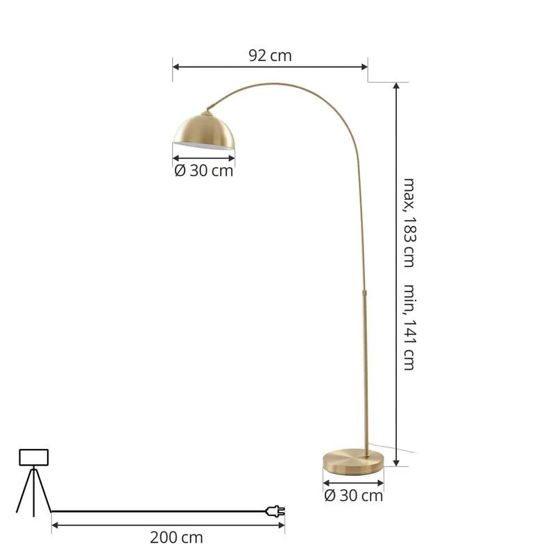 B-Ware Lindby Stehleuchte Lennart LED Lampe höhenverstellbar messing 183cm E27 Leuchte