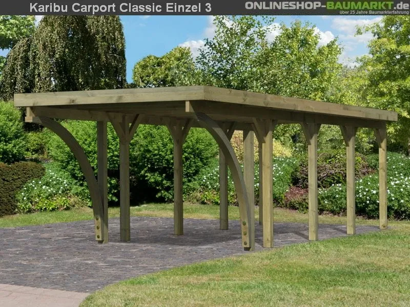 Karibu Carport Classic Einzel 3 mit 2 Einfahrtsbögen kdi