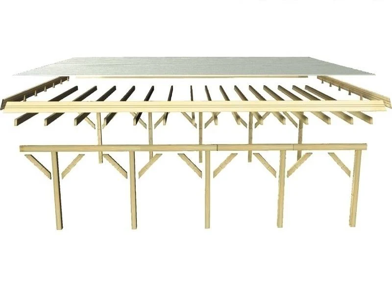Karibu Carport Classic Einzel 2 mit 2 Einfahrtsbögen kdi