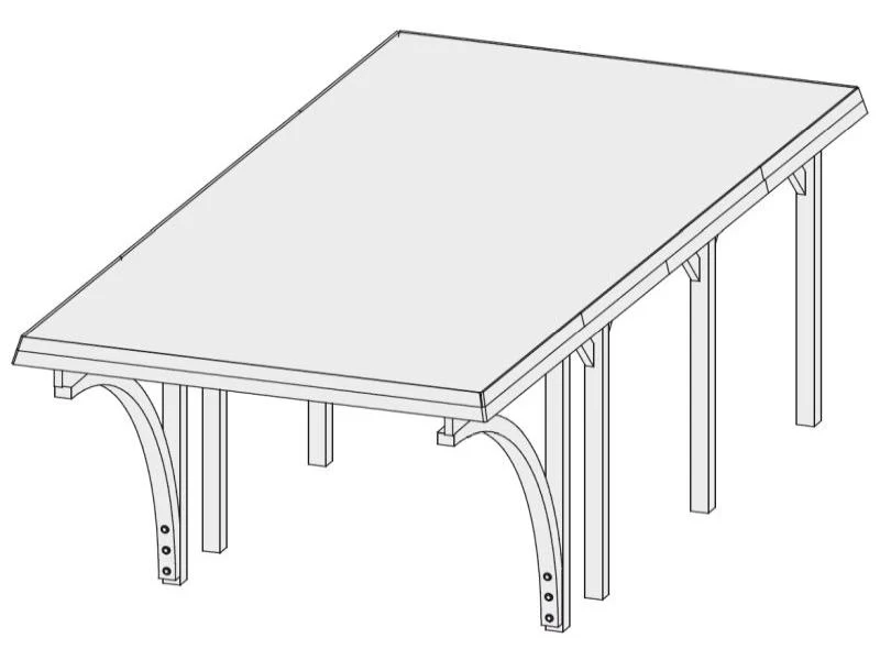 Karibu Carport Classic Einzel 2 mit 2 Einfahrtsbögen kdi