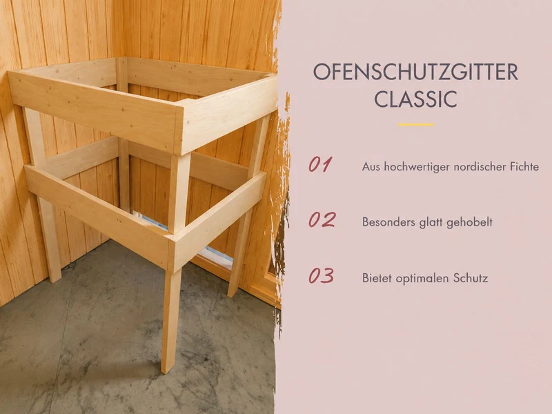 Karibu Sauna Carin inkl. 9 kW Ofen ext. Steuerung mit Klarglas Ganzglastür - ohne Dachkranz -