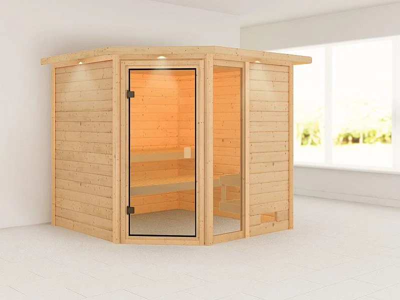 Karibu Sauna Tabea mit Dachkranz 38 mm