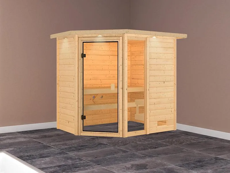 Karibu Sauna Jada mit Dachkranz 38 mm