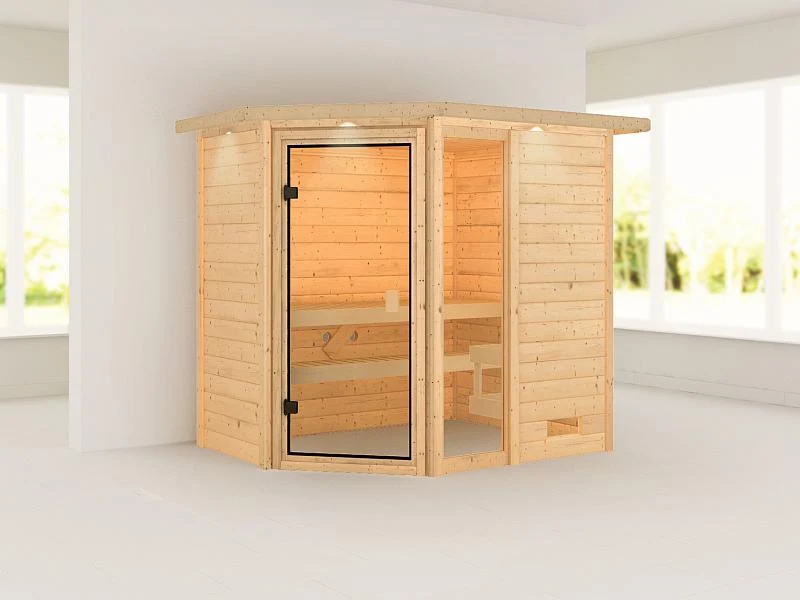 Karibu Sauna Jada mit Dachkranz 38 mm