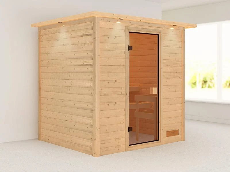 Karibu Sauna Adelina mit Dachkranz 38 mm