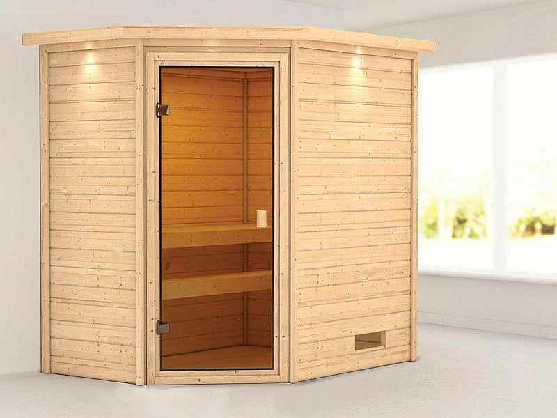 Karibu Sauna Jella mit Dachkranz 38 mm