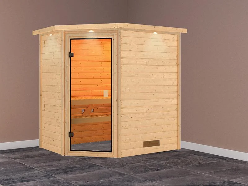 Karibu Sauna Jella mit Dachkranz 38 mm