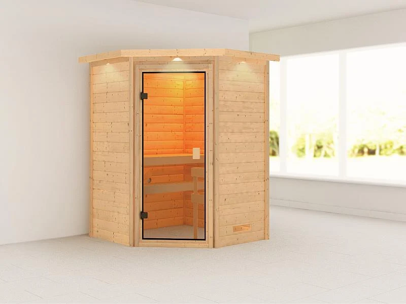 Karibu Sauna Antonia mit Dachkranz 38 mm