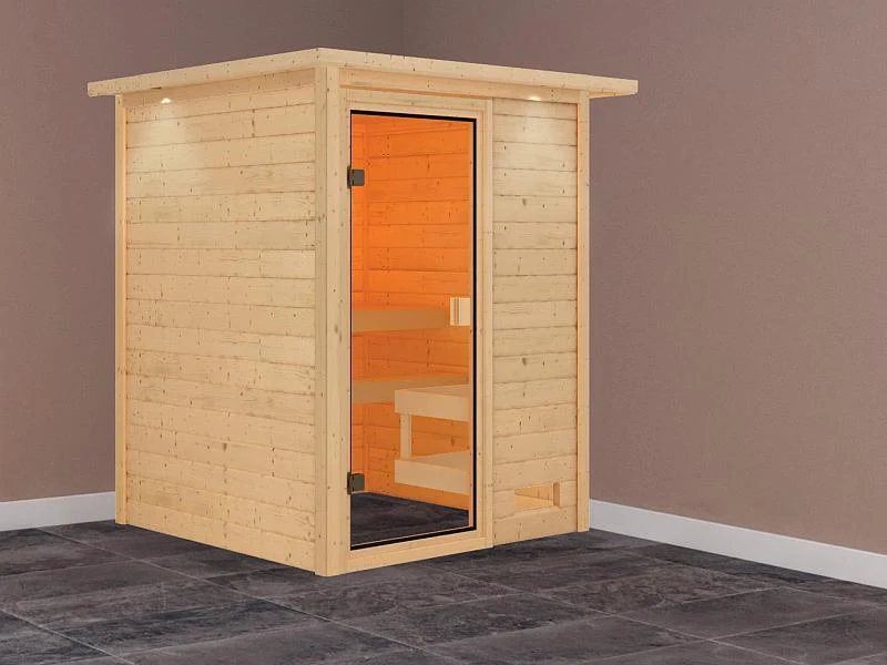 Karibu Sauna Sandra mit Dachkranz 38 mm