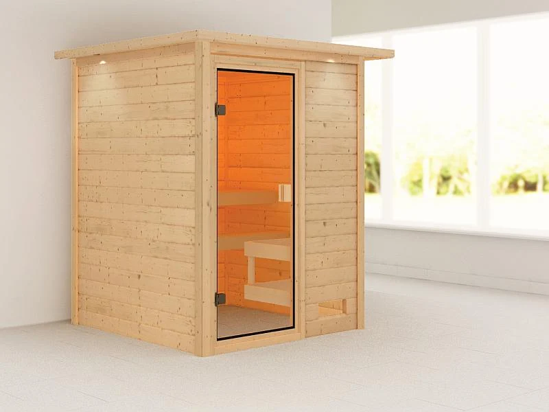 Karibu Sauna Sandra mit Dachkranz 38 mm