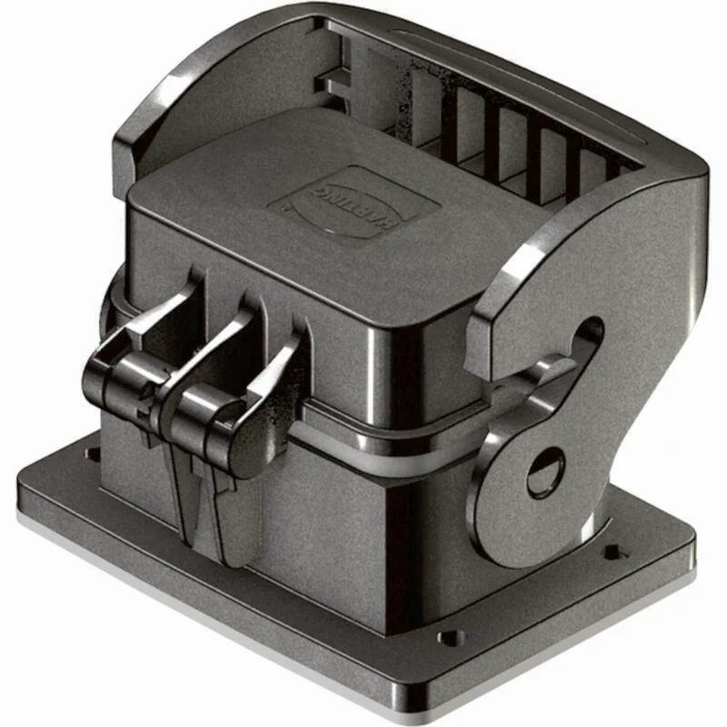 B-Ware Harting Anbaugehäuse Gehäuse Kunststoff Schwarz 6 B Längsbügel Klappdeckel