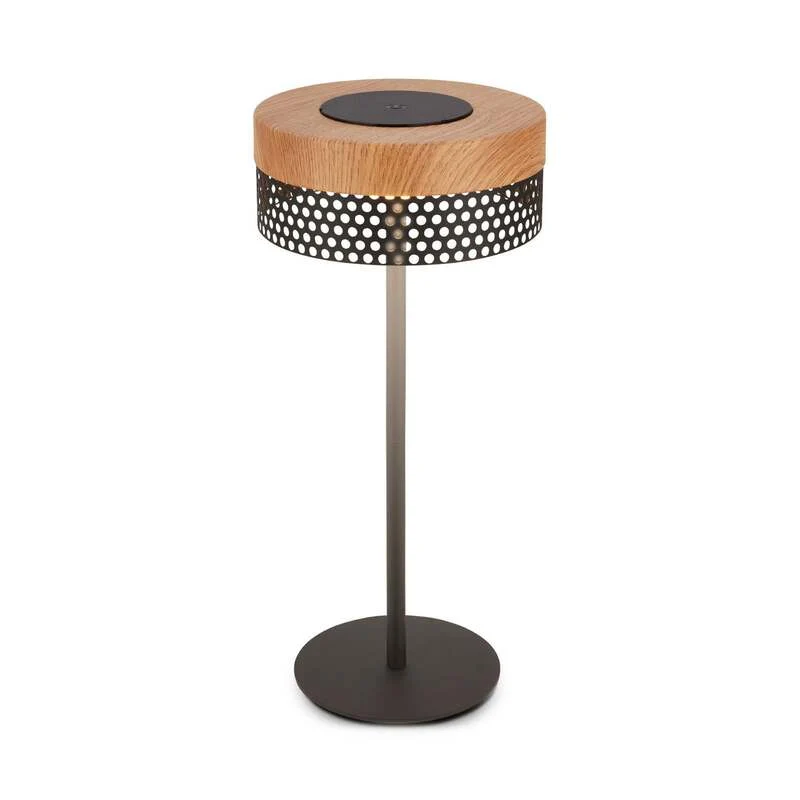 B-Ware Briloner Tischleuchte LED Lampe Akku Booha Metall Braun IP44 Dimmbar Memory USB