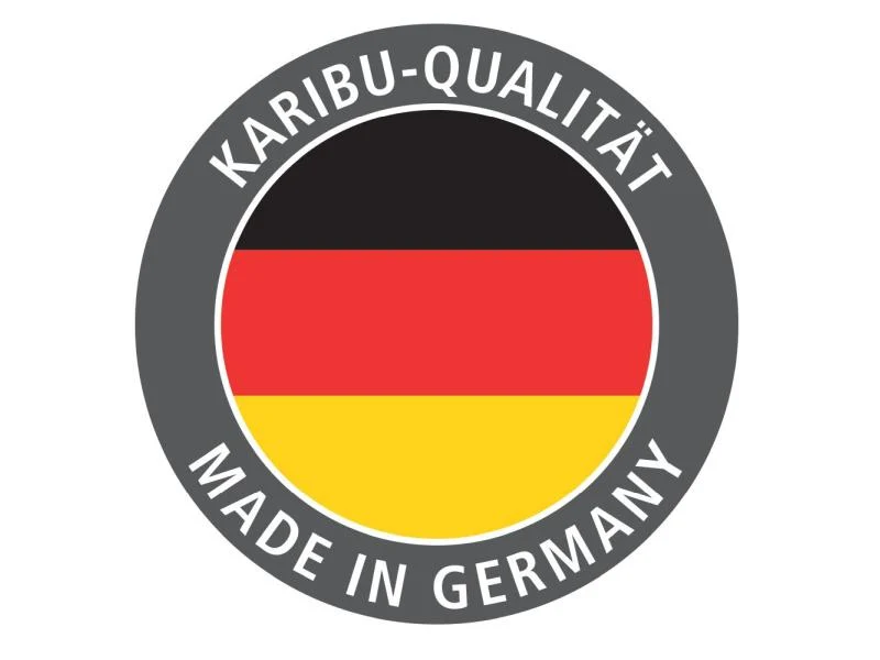 Karibu Sauna Bodin inkl. 9 kW Bioofen ext. Steuerung, mit Klarglas Ganzglastür -ohne Dachkranz-