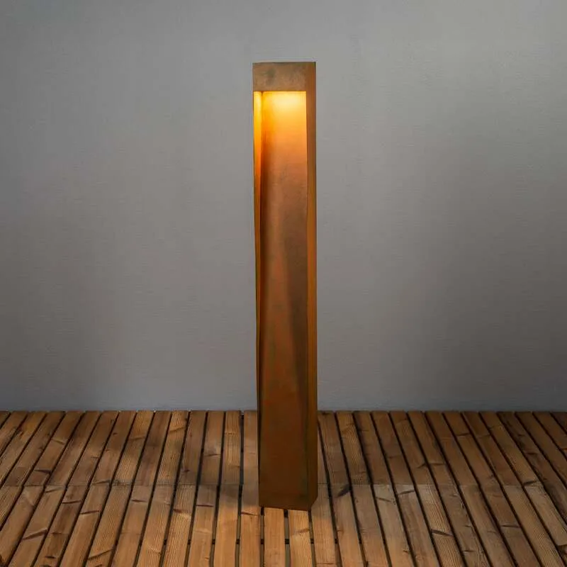 B-Ware Konstsmide Wegeleuchte Rho LED Gartenlampe dimmbar rostfarben 100cm IP54