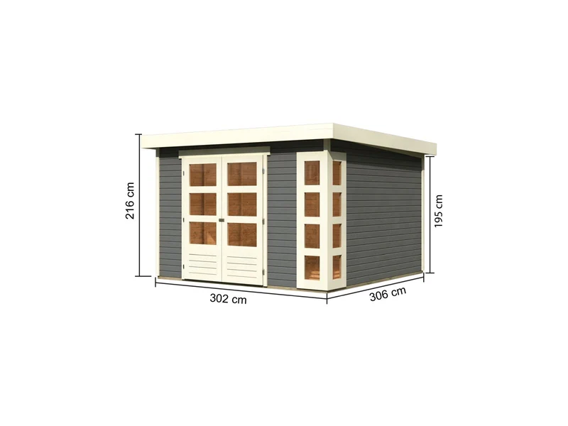 Karibu Gartenhaus Kerko 6 in terragrau 19 mm