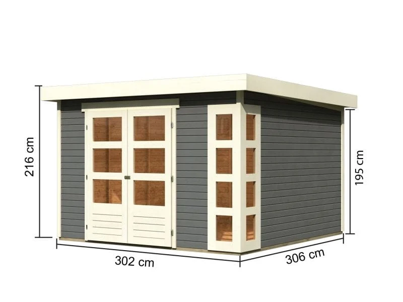 Karibu Gartenhaus Kerko 6 in terragrau 19 mm