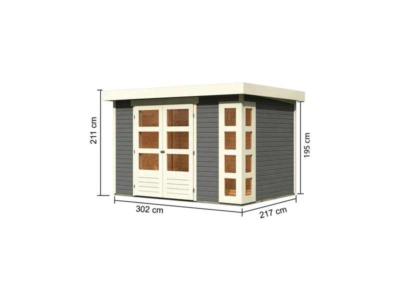 Karibu Gartenhaus Kerko 4 in terragrau 19 mm
