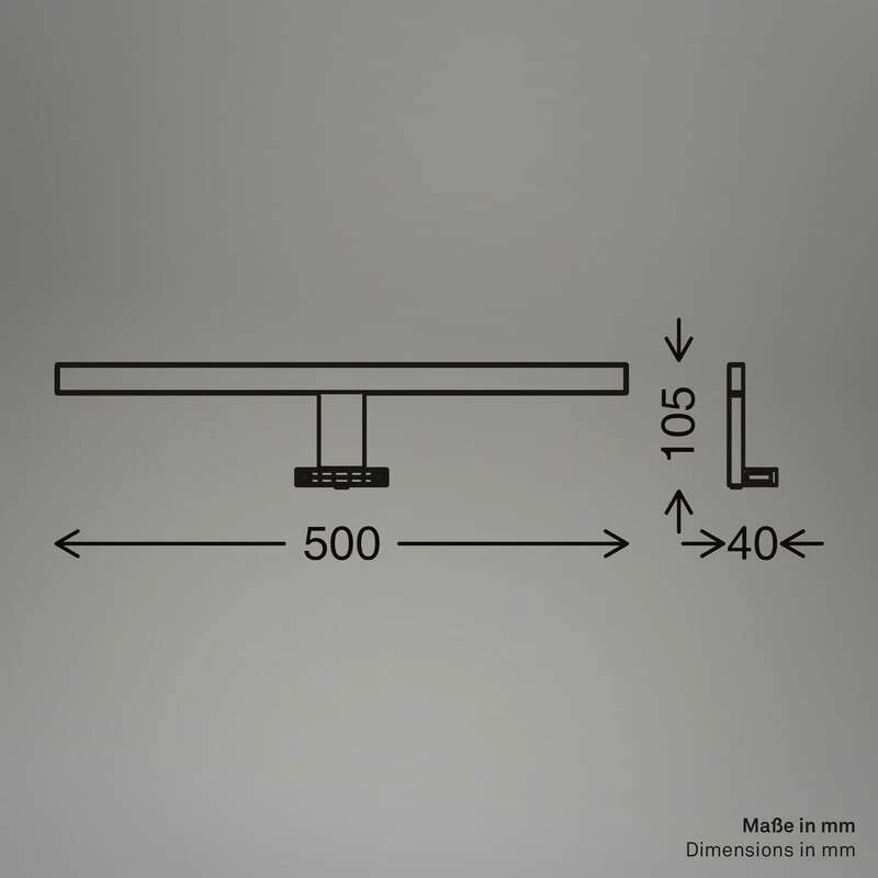 B-Ware Briloner LED Spiegellampe Dun 2 in 1 Wandleuchte schwarz matt IP44 50cm Lampe