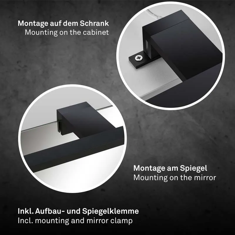 B-Ware Briloner LED Spiegellampe Dun 2 in 1 Wandleuchte schwarz matt IP44 50cm Lampe