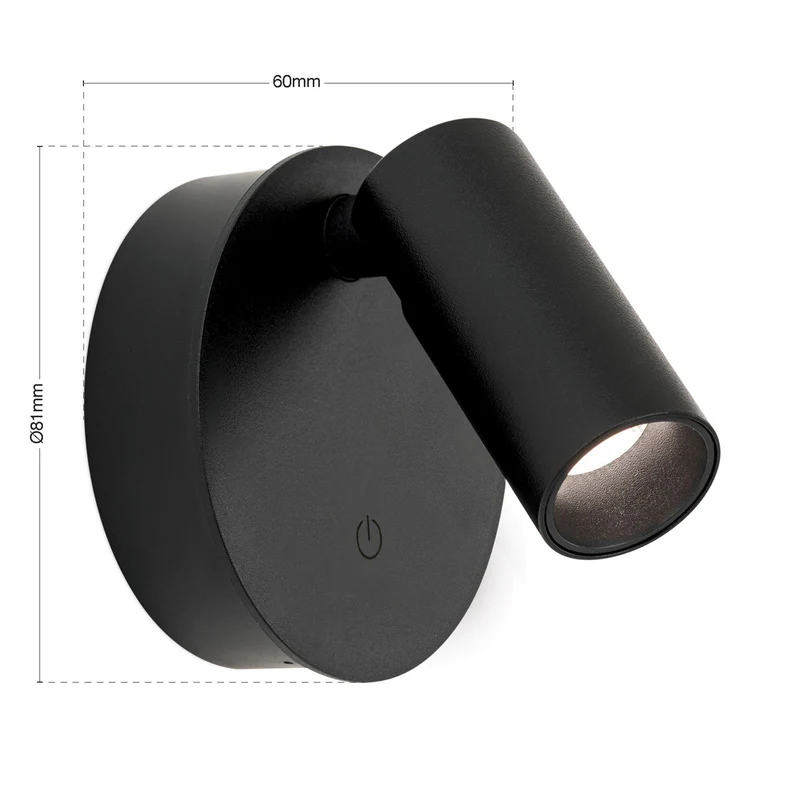 B-Ware Wandstrahler Leuchte Luxy LED Akku CCT Dimmer Schwarz Aluminium