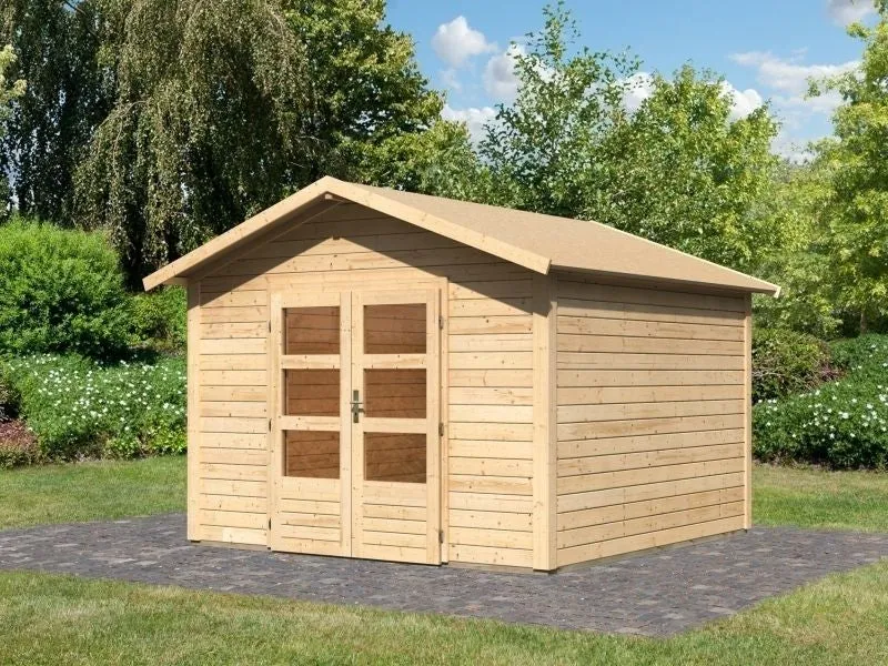 Norlinio Gartenhaus Ravenna 3 natur, inkl. Fußboden und Schindeln
