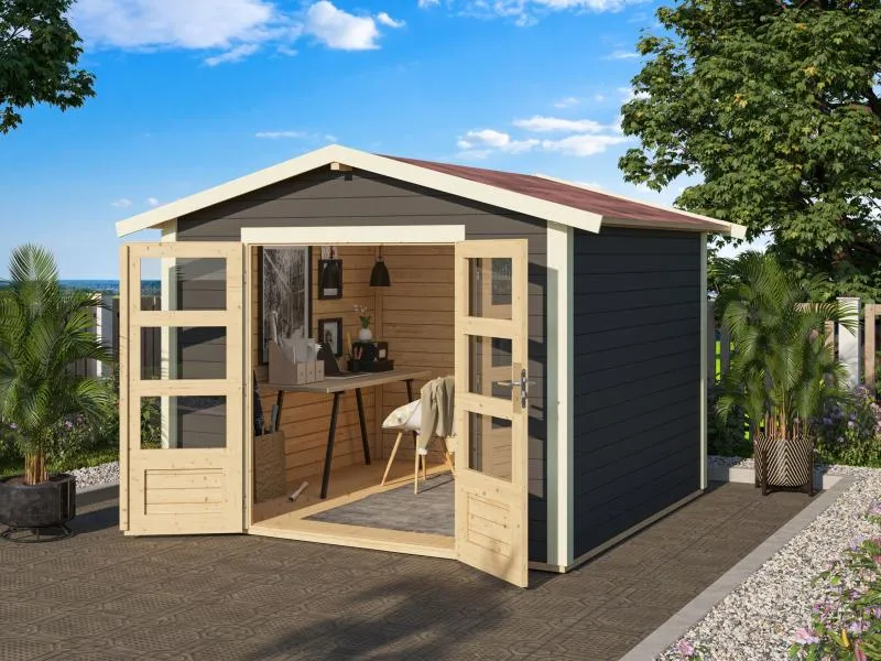 Norlinio Gartenhaus Ravenna 2, terragrau, inkl. Fußboden und Dachschindeln (schwarz)