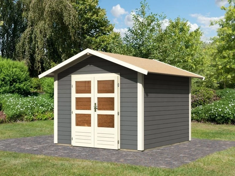Norlinio Gartenhaus Ravenna 2, terragrau, inkl. Fußboden und Dachschindeln (schwarz)
