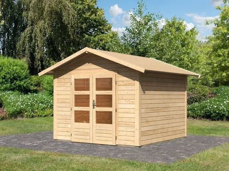 Norlinio Gartenhaus Ravenna 2, natur, inkl. Fußboden und Dachschindeln (schwarz)