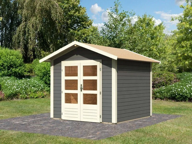 Norlinio Gartenhaus Ravenna 1 terragrau, inkl. Fußboden und Dachschindeln (schwarz)