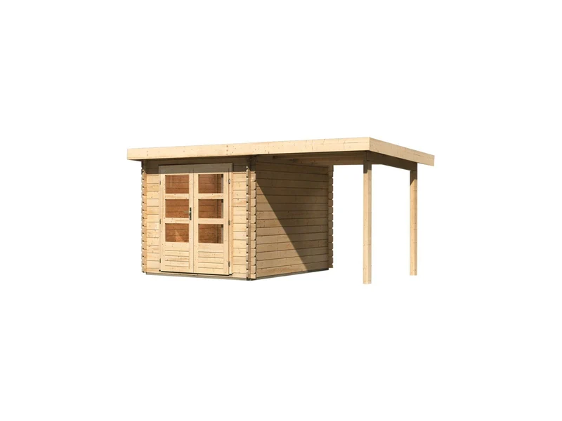 Karibu Gartenhaus Bastrup 4 mit Anbaudach 2 Meter