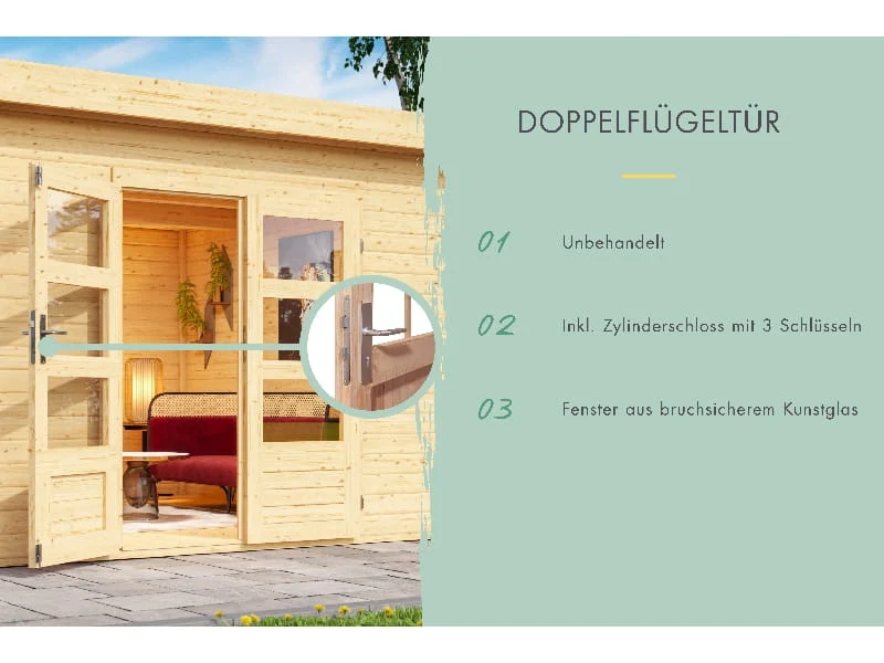 Karibu Gartenhaus Schönbuch 1 38 mm 2-Raum-Haus