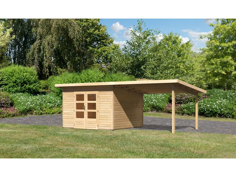Karibu Gartenhaus Northeim 3 naturbelassen mit Schleppdach 3,0 Meter