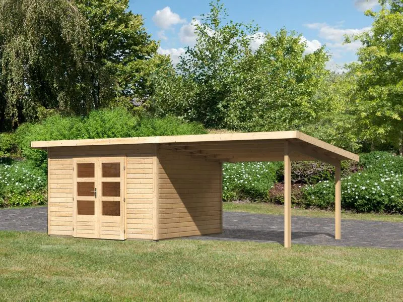 Karibu Gartenhaus Northeim 3 naturbelassen mit Schleppdach 3,0 Meter