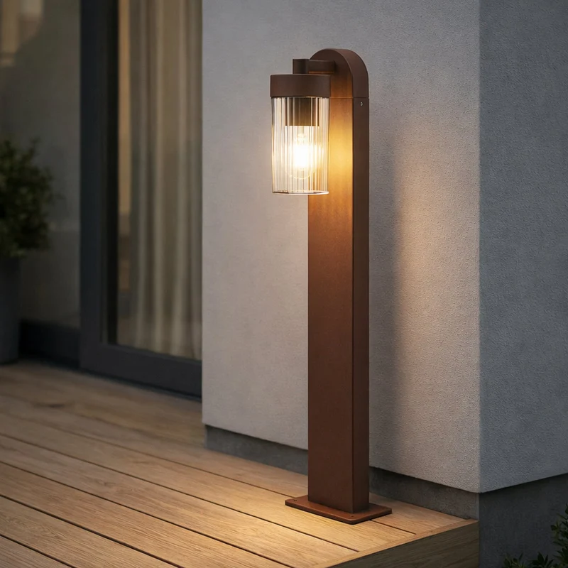 B-Ware Lindby Wegeleuchte Außenlampe Kaliro rostfarben Aluminium E27 LED 60 cm IP54530