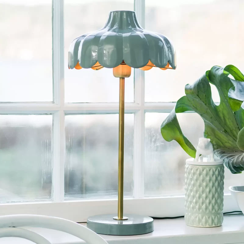 B-Ware PR Home Wells Tischleuchte aus Metall grün/gold Tischlampe Lampe Leuchte Licht