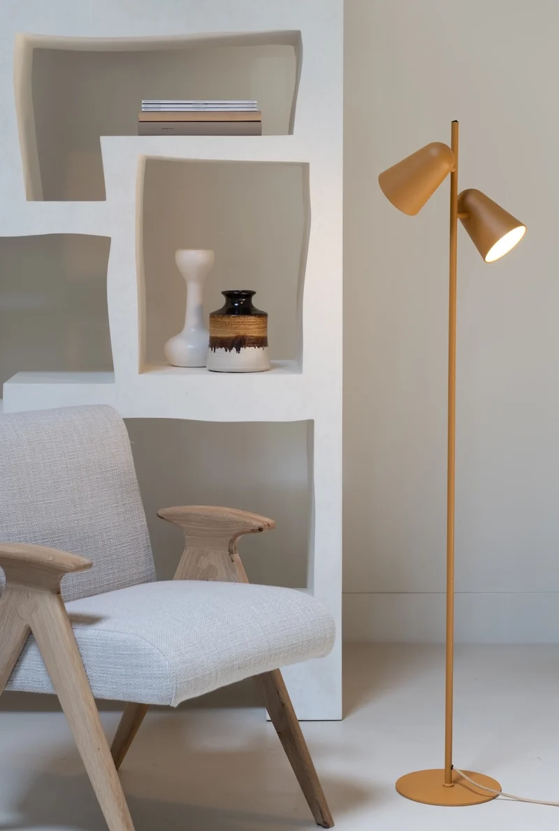 B-Ware IT'S ABOUT ROMI Stehleuchte Lampe Leuchte Salamanca Eisen Senf 2-flammig 145 cm