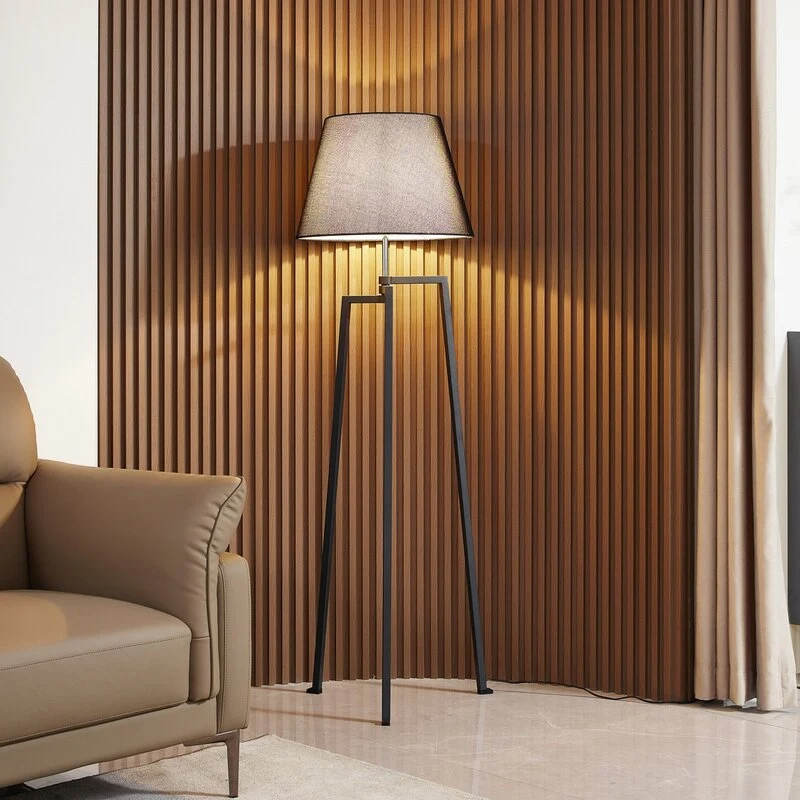B-Ware Lucande Stehleuchte Lampe Stehlampe Amona schwarz Textil 150 cm Dreibein