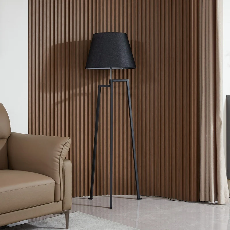 B-Ware Lucande Stehleuchte Lampe Stehlampe Amona schwarz Textil 150 cm Dreibein