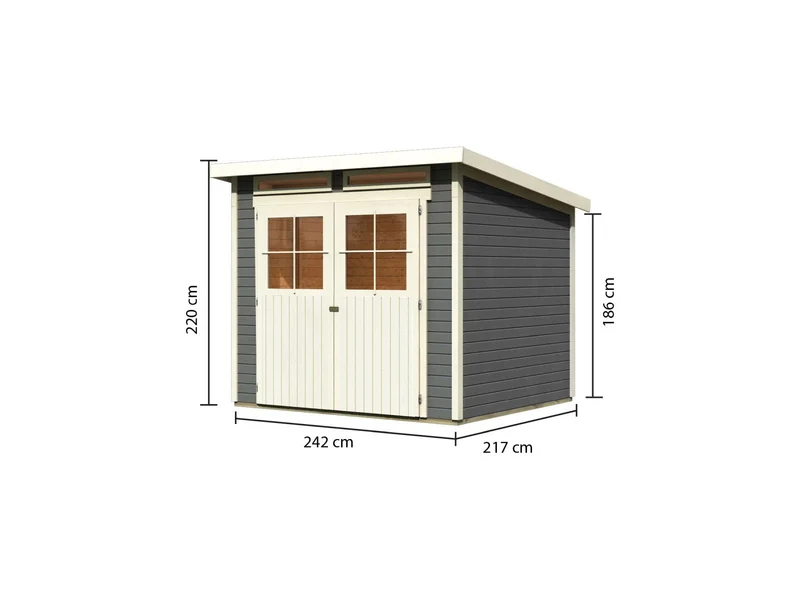 Karibu Gartenhaus Glücksburg 4 terragrau 19 mm